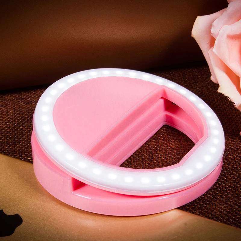 

Z90SY1 PINK Ring LED Portable Light case Phone Light Beauty Selfie Ring Flash Fill light for iPhone HUAWEI Phone