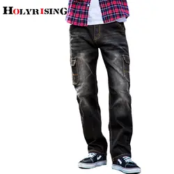 Holyrising мужские джинсы с карманами Брюки повседневные хлопковые джинсовые брюки джинсовые мужские штаны 28-48 размер джинсы мужские 18726-5