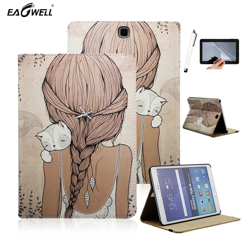 

PU Leather Case for Samsung Galaxy Tab A 9.7" T550 Tablet Stand Smart Cover for Samsung T555 Protective Shell Case +Stylus+Flim