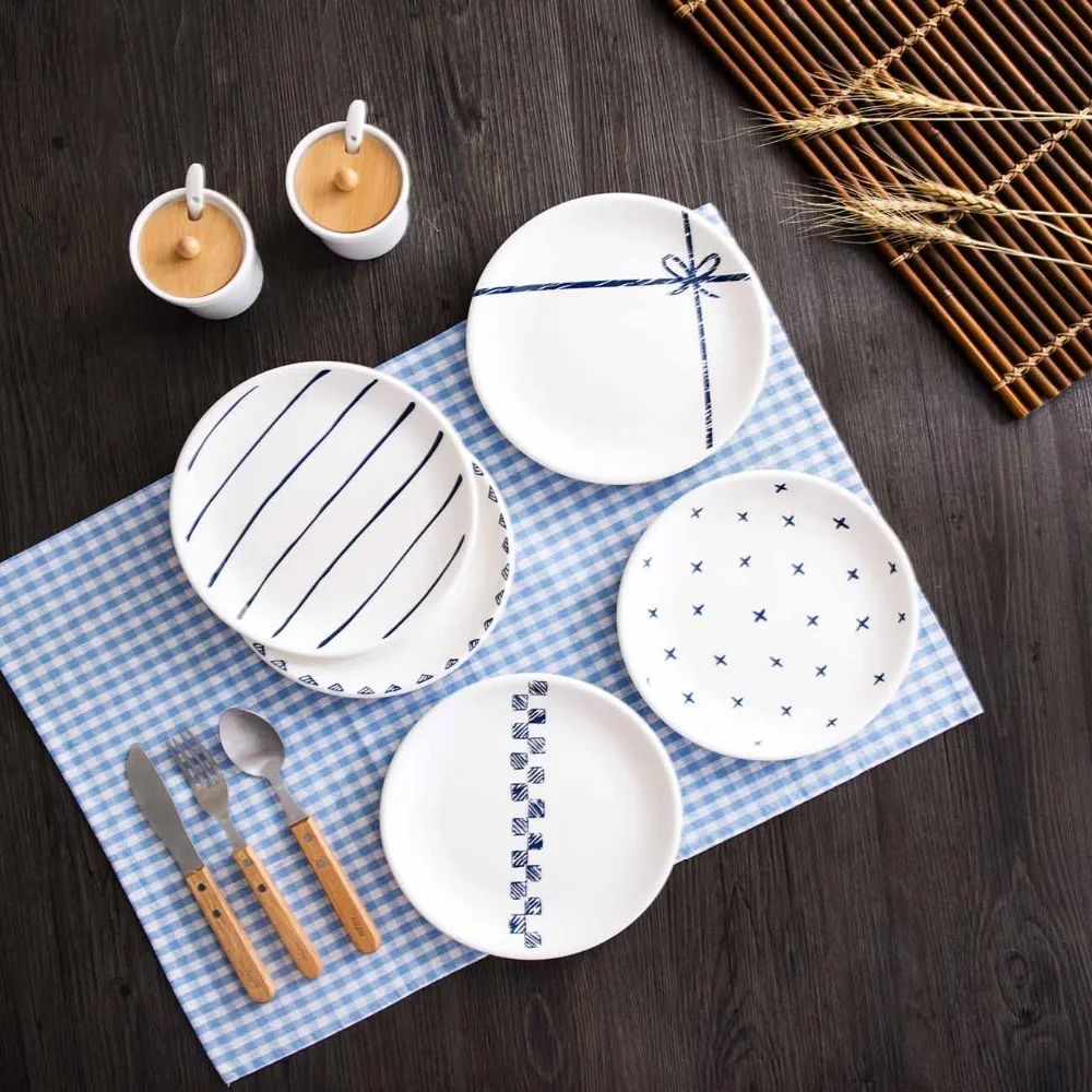 

OTHERHOUSE 1Pc Dinner Plates Dishes Kitchen Ceramic Dish Dessert Food Plate Creative Snack Tray Cake Plate Tableware Dinner Set