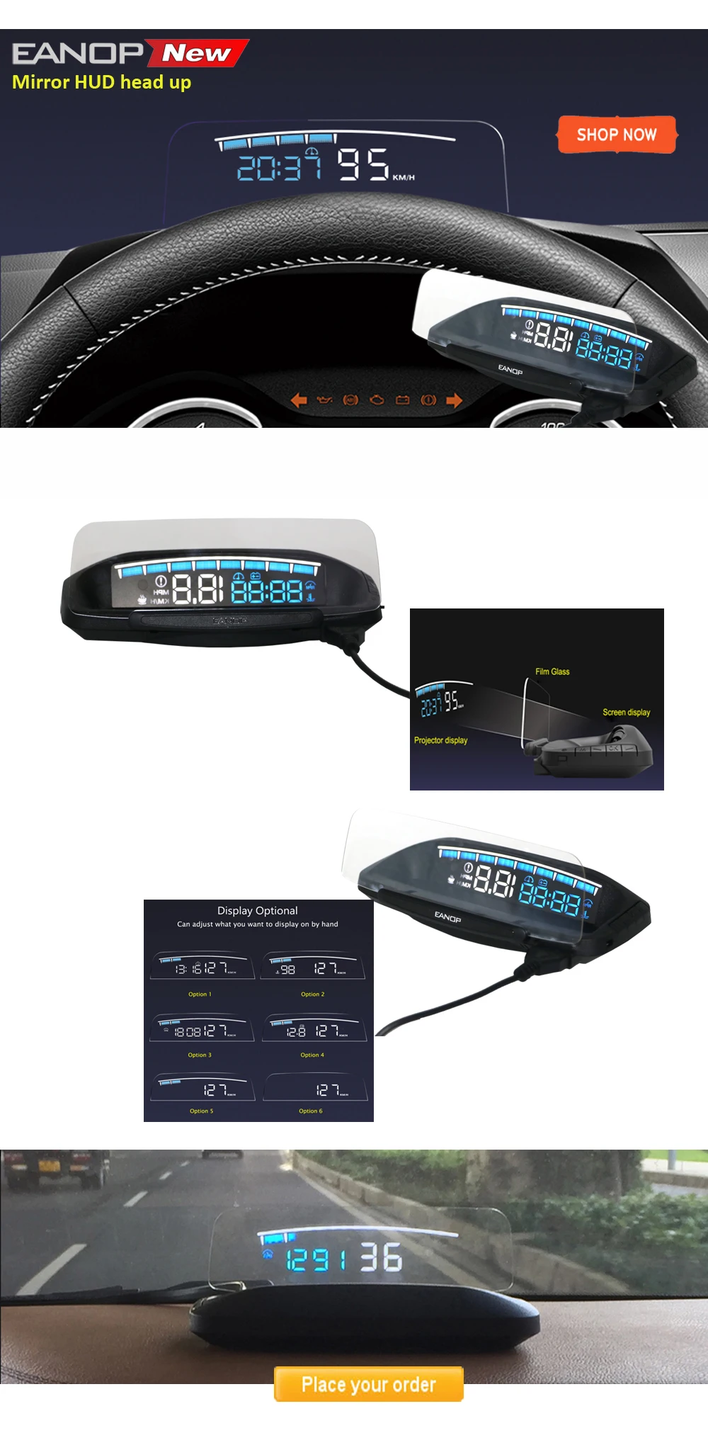 EANOP Esmart автомобильный HUD Дисплей OBD2 II EOBD автоматический цифровой автомобильный скоростной измеритель превышения скорости Предупреждение ющий сигнал