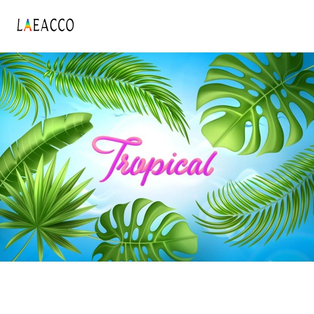 

Laeacco Tropical Palm Tree Leaves Summer Portrait Photography Backgrounds Customized Photographic Backdrops For Photo Studio