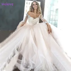 Vestige De Noiva/свадебное платье больших размеров с длинными рукавами, а-образной шнуровкой, вырезом лодочкой, пуговицами сзади, платье
