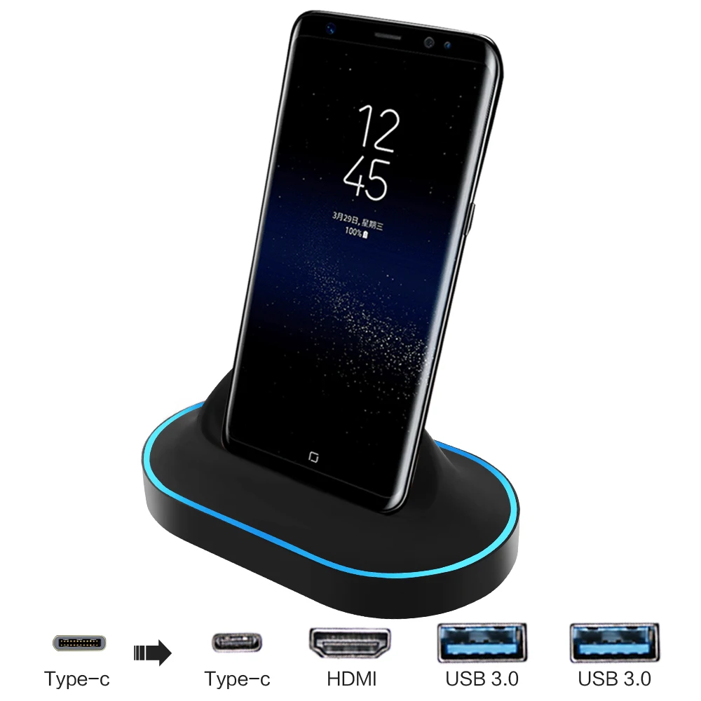 

USB 3.1 type-c to HDMI 1080P 4K 2*USB 3.0 1*TYPE C dex station for desktop experience 2 USB 3.0 for S8 S9+ mate10/pro+