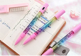 Милая блестящая ручка жидкого цвета Kawaii, волшебная ручка, светильник, гелевые ручки, кристальная ручка для офиса, письма, милые канцелярские принадлежности, подарок