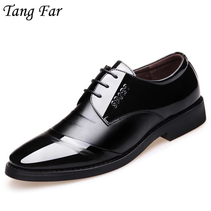 New Men's Business Dress Shoes Black Patent Leather England Pointed