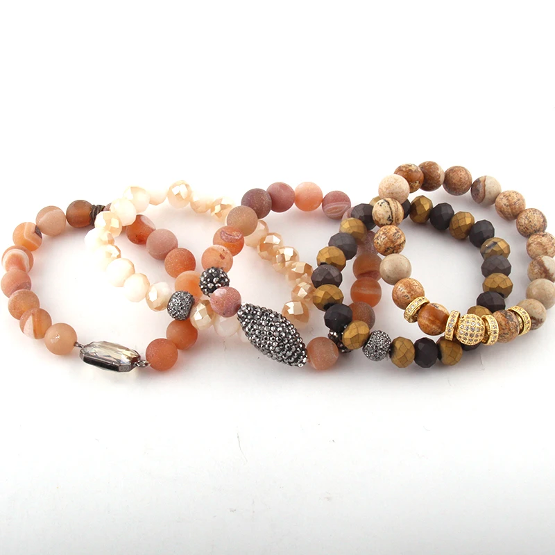 5 шт. женский браслет на руку из натурального камня и стекла|handmade jewelry|bead bracelet