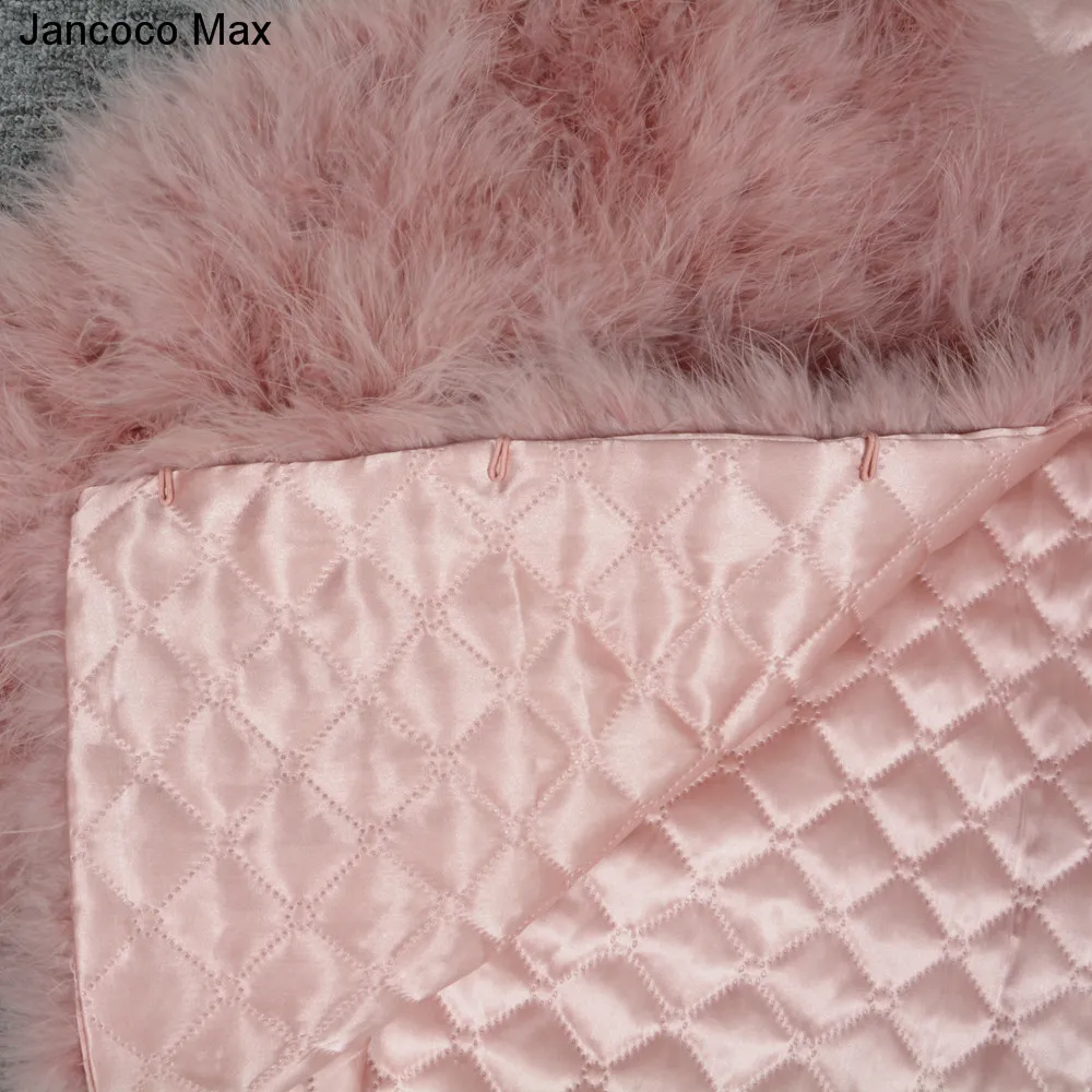 Jancoco Max S1002 Women 2018 Real Fur Coat Genuine Ostrich Feather Fur Winter Jacket Retail / Wholesale Top Quality
