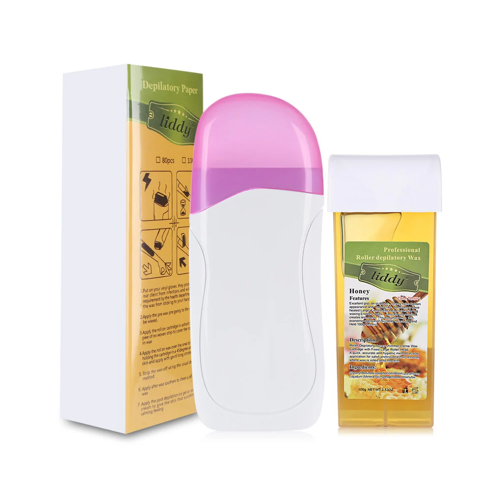 

Depilatory Roll on Wax Heater with Refillable Wax & Waxing Paper for Hair Removal Set Waxing Machine EU Plug with Paper Set