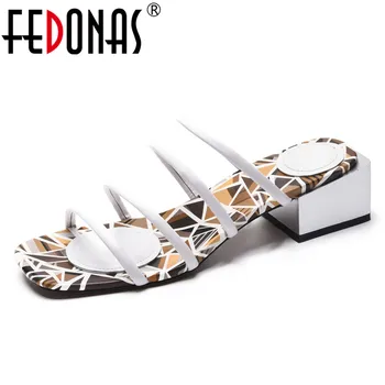 

FEDONAS 2020 Summer New Shoes Woman Fashion Square Toe Party Wedding Shoes High Heels Thin Strap Female Sandals Rome Style Shoes
