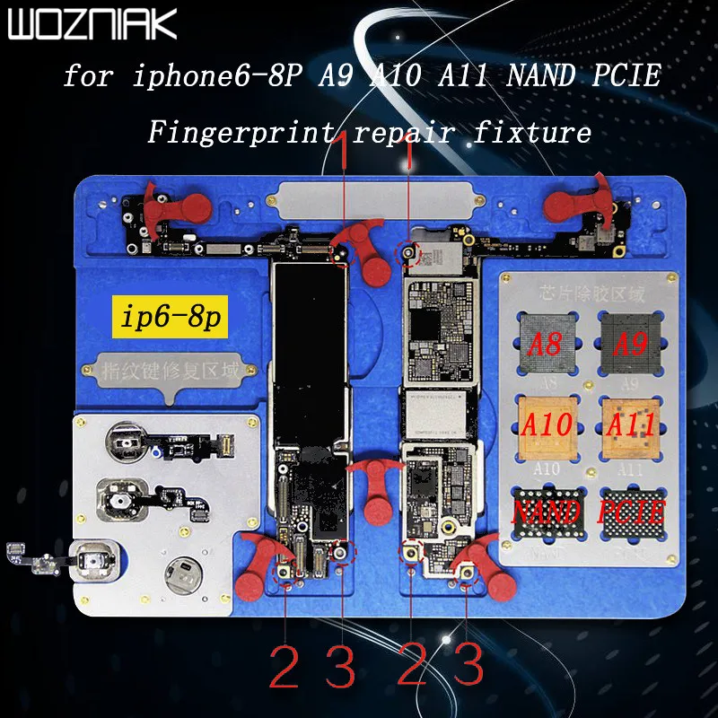 Ремонт материнской платы приспособление процессор отпечатков пальцев Главная Кнопка Ремонт Держатель джиг для iPhone 8 8p 7 7p 6s 6s p 6P a8 A9 A10 A11 NAND PCIE