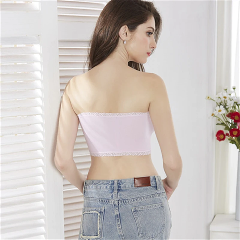 Sexy Sleeveless Lace All-match Solid Color Summer Thin Style Boob Tube Top For Women Ladies Underwear FS0616