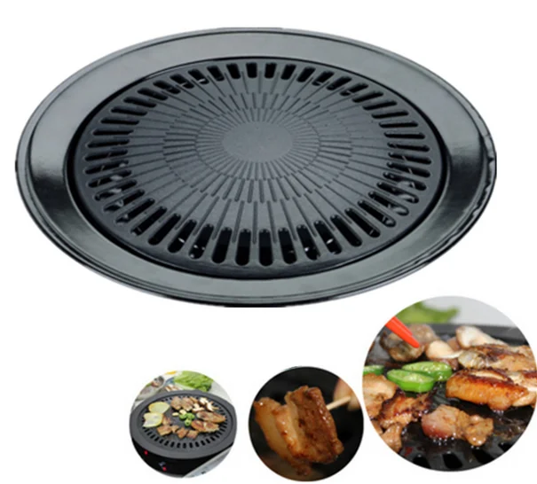2017 New Non stick Gas Grill Pan Refined Iron Black Barbecue BBQ Frying