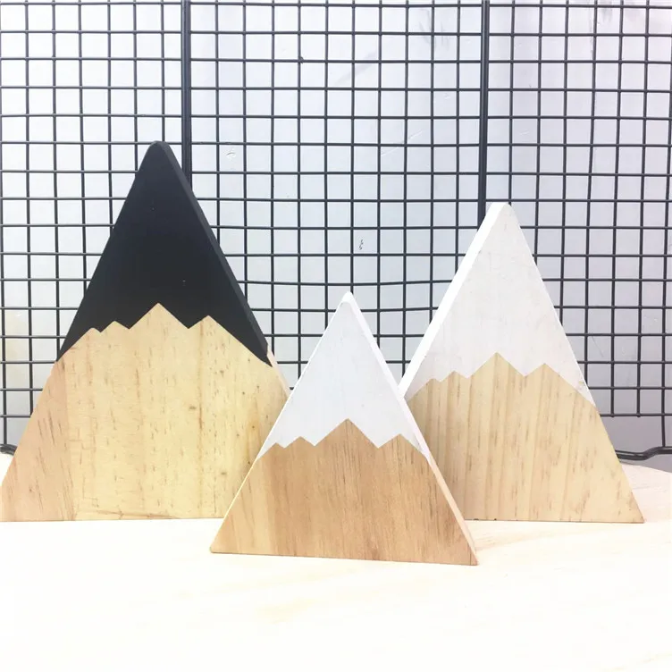 

Ins hot style Nordic wind wood hill three-piece set pieces set for children's room decoration Furnishing articles