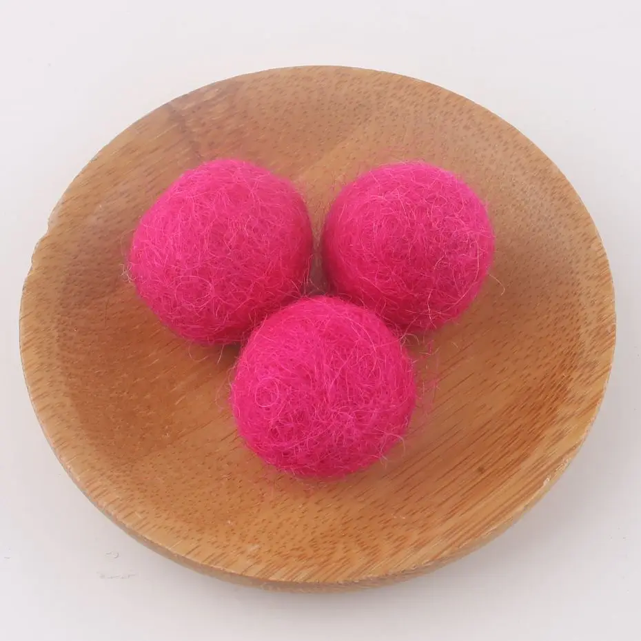 Шерстяные шарики 2 см 20 мм(7/8 дюйма) 500 штук Шерсть Войлок помпоны массивные случайный цвет жевательной резинки бисер смешанный цвет сделать кольцо Погремушка - Цвет: hot pink