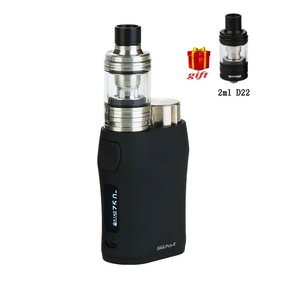 Подарок! Оригинальный Eleaf iStick Pico X с MELO 4 D22 комплект 75 Вт 2 мл баком в 0 15 Ом EC M