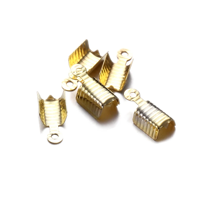 100PCS/Lot 4x13mm Gold Silver Color Chain Rope Connect Clasp End Beads