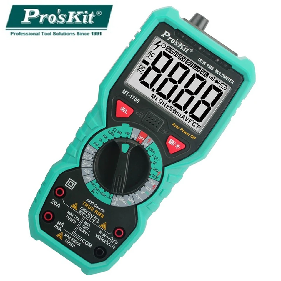 

2018 Pro'skit MT-1706 True RMS High-precision Multi-function Multimeter Anti-burning Number AC DC Capacitor Temperature