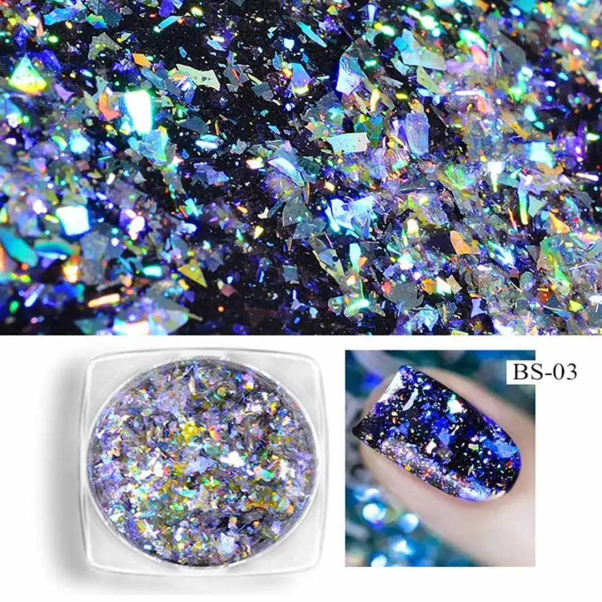 Порошок для ногтей неоновое зеркало блеск зеркальный эффект радужные кристаллы опал Прямая Y1121