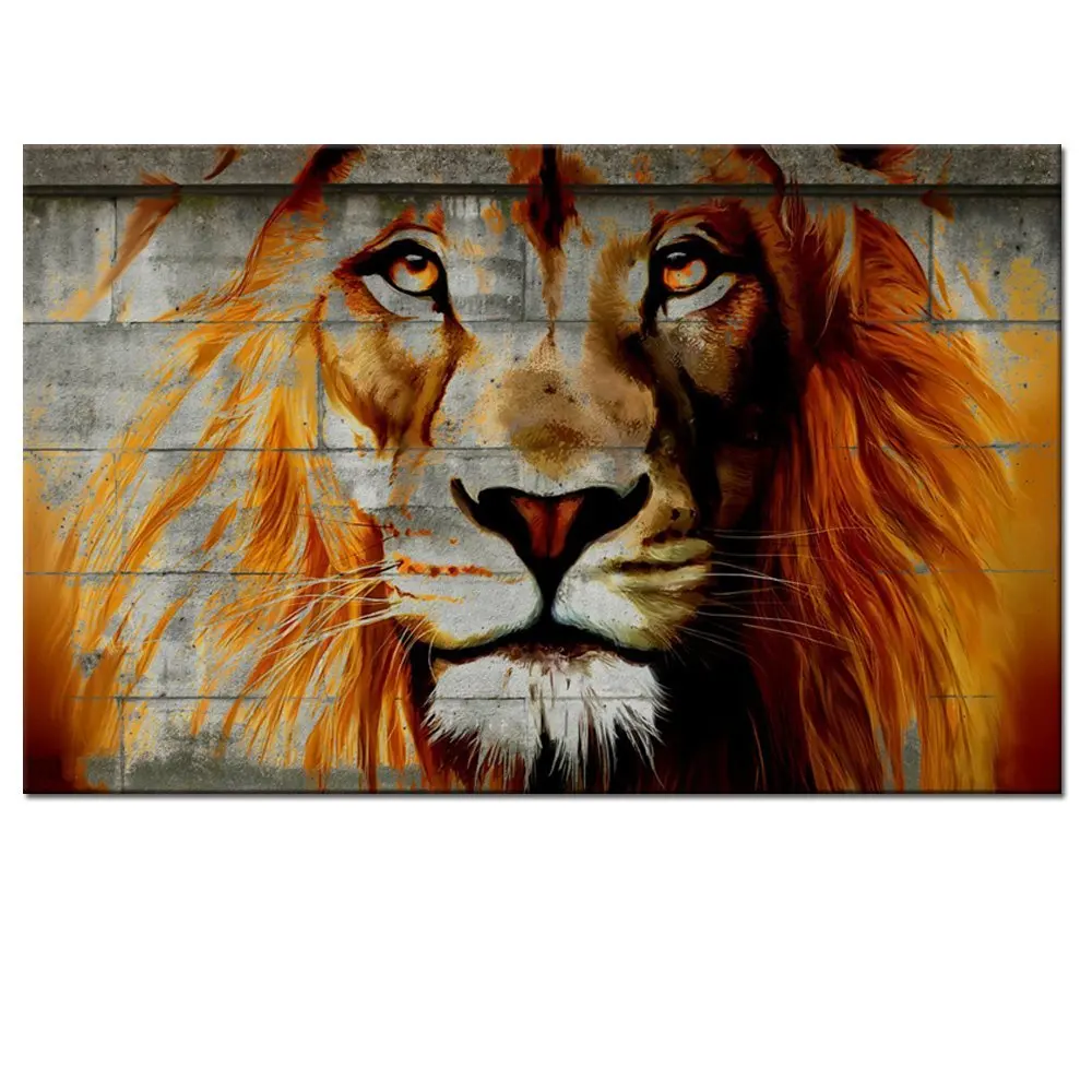 Unique Lion Graffiti Wall Paintings African Lion Prints on Canvas Wall