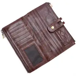 Новые винтажные мужские длинный кошелек натуральная кожа высокого качества держатель для карт кошелек на молнии мужской сумочка клатч
