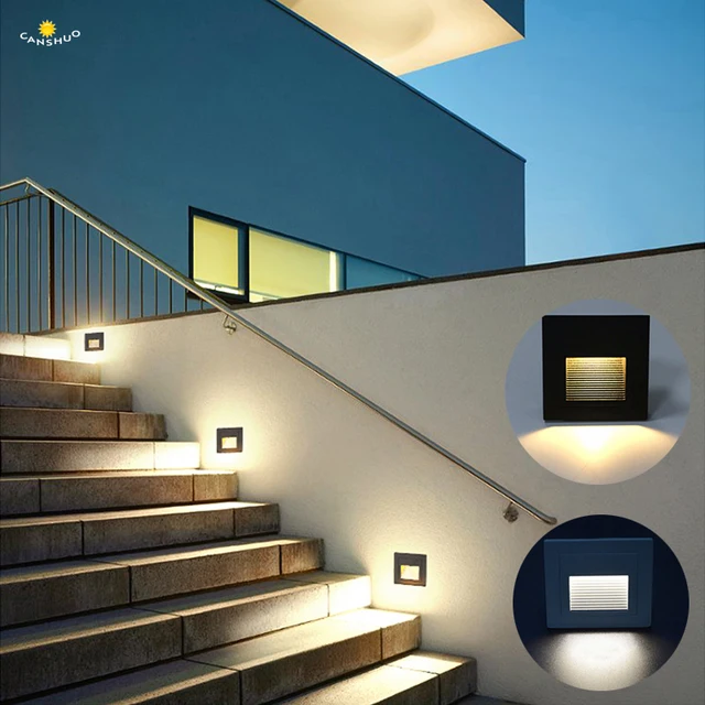 Outdoor Led Step Stair Lights Ip65 Waterproof Wall Lamps Landscape Outdoor Led Step Stair Lights Ip65 Waterproof Wall Lamps Landscape Pathway Floor Villa Lighting With 86 Mounting Box