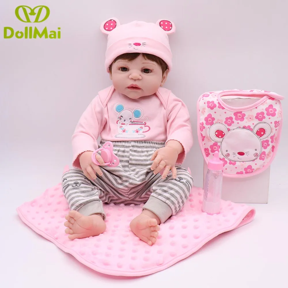 

bebes Reborn DollMai dolls 22"57cm full silicone reborn baby girl dolls toys for children gift can bathe oyuncak bebek