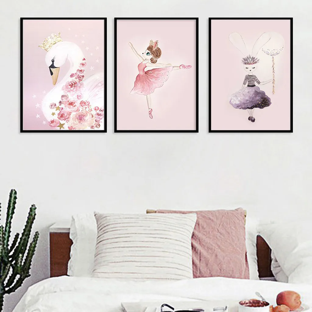 

ZHUTING Watercolor Rabbit Children's Room Decorative Painting Frameless Core Cartoon Animal Canvas Decor Painting 20x30cm APR12