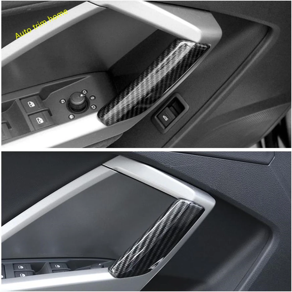 

Lapetus Interior Refit Kit Fit For Audi Q3 2019 2020 Inner Door Armrest Handrail Knob Pull Cover Trim Matte / Carbon Fiber Look