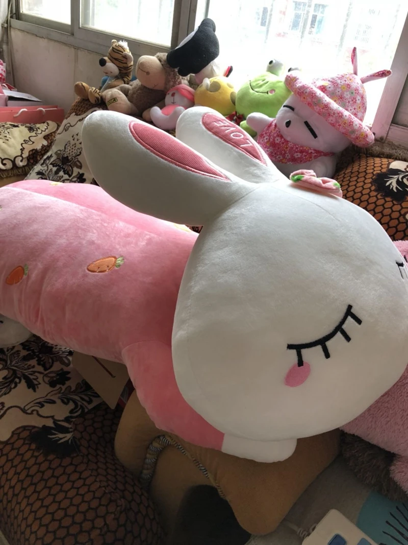 Dorimytrader Pop Cuddly Soft Cartoon Lying Bunny Plush Toy Large Stuffed Anime Rabbit Doll Pillow Gift for Girls Lover Present 130cm DY61999 (15)