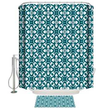 

Retro Green Pattern Bathroom Accessory Sets 2 Piece Bathroom Set Shower Curtain Sets Waterproof Bathroom Outdoor Toilet Funny