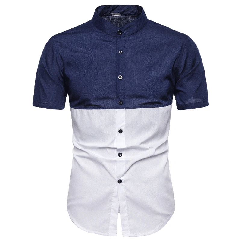 

Fashion Men Patchwork Shirts Long Sleeve Turn-down Collar Men Dress Shirts Casual Business Shirts Male Slim Fit Camisa De Hombre
