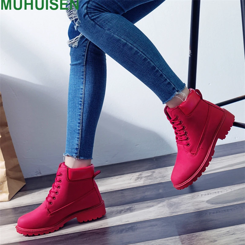 

Muhuisen Women Martin Boots Fashion Women Climbing Boot With High Quality Pu Leather Winter Lady Boot Women Martin Boots