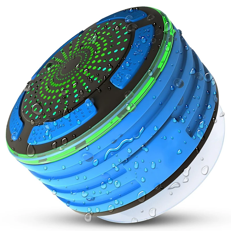 

Blueooth Shower Speakers Portable IPX7 Waterproof LED Mood Lights Sound Box F013 Mini Column with FM Radio for Smartphone