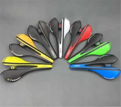 

TOSEEK Full 3K Carbon Fiber Strong Hard Bicycle Saddle For MTB Mountain Road Bike Bicycle Racing Hollow Seat Gloss/Matt 7 Colors