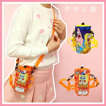 

Cartoon Cute SpongeBob SquarePants Messenger Bag Crossbody Bag Children Shoulder Bag Kettle Cover Bag for Children Gifts