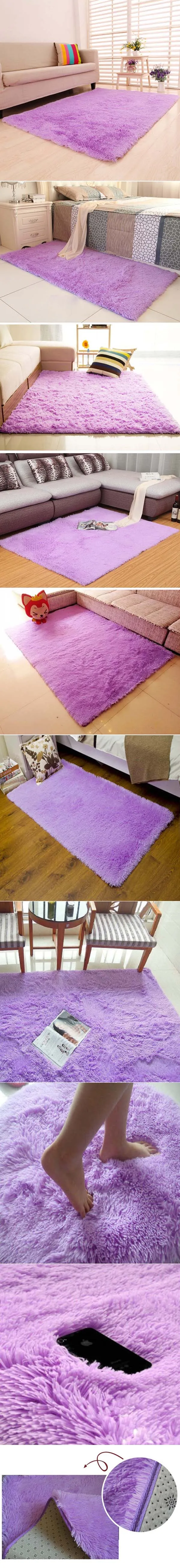 Пушистые коврики, противоскользящие лохматые ковры, ковер для столовой, коврики, фиолетовые лохматые коврики, ворсистые коврики A609 PML