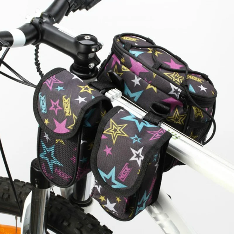 

New 4-in-1 Bike Bag Double Saddle Shape Reflective Front Frame Tube Phone Camera Case Messenger Bags Outdoor Cycling Accessories