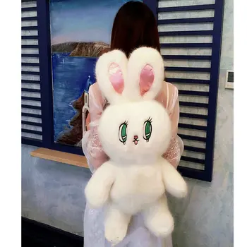 

29" Plush Wego Rabbit backpack Purple Japan Big Ears Bunny women Cute Cartoon Animal Rabbit Shoulders Bag girls school kids toys