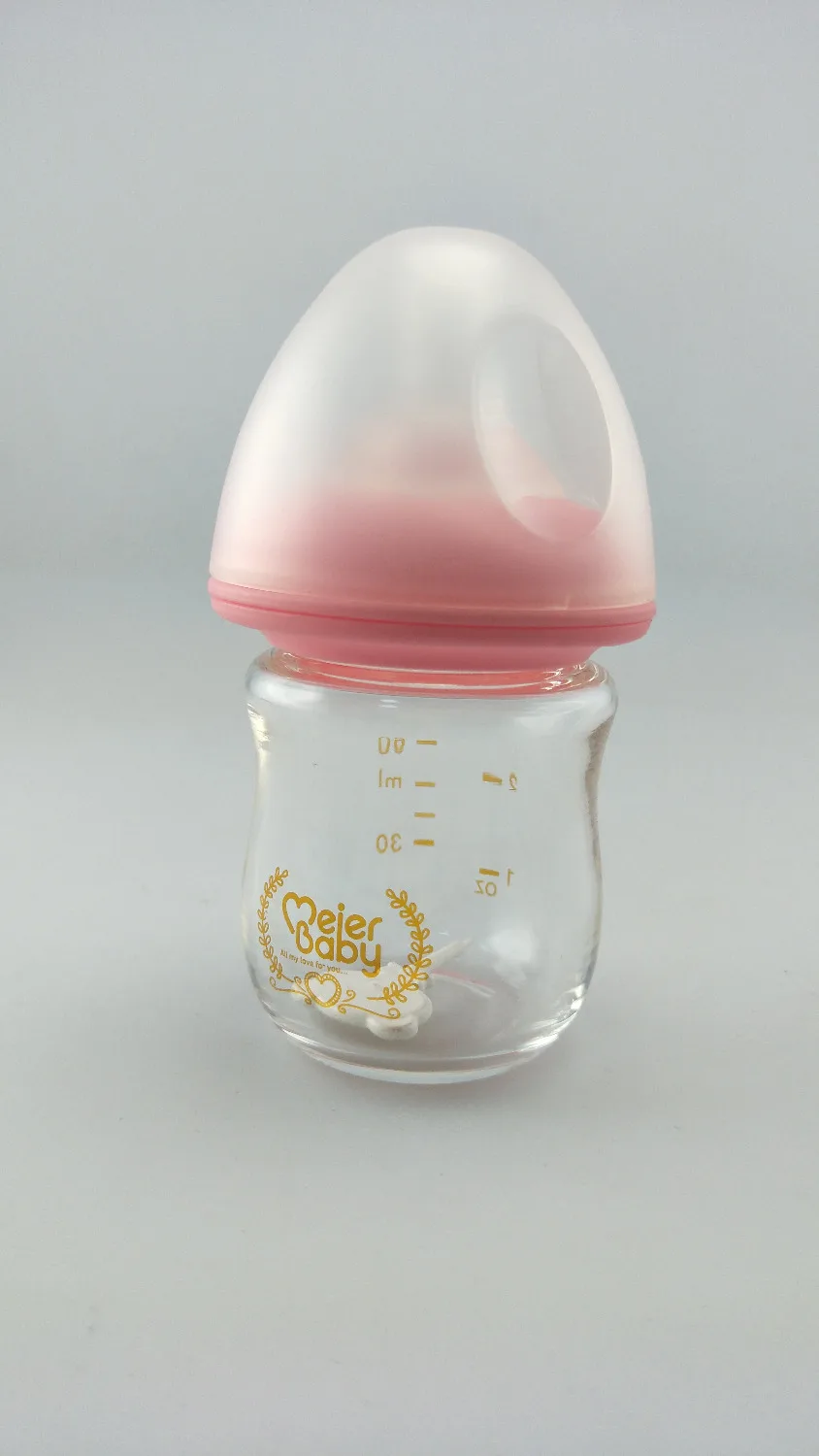 Meierbaby бутылка для новорожденных(M8229); высокое боросиликатное стекло; BPA бесплатно; жидкий силиконовый материал; S отверстие(медленный поток