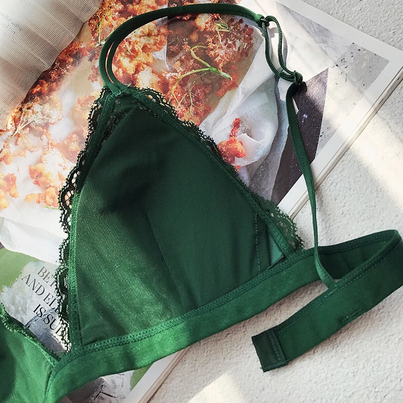 sexy mousse lace sexy women lingerie bra and panties sets rimless see through panties bralette green orange pink new 2019
