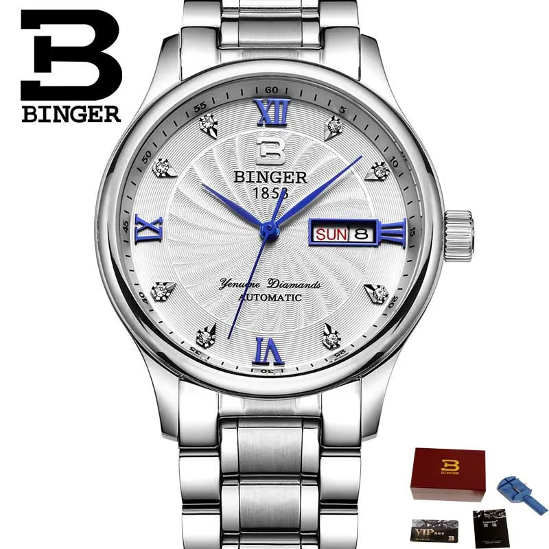 Мужские и женские часы, парные часы, мода для влюбленных, автоматические механические часы, стальные Бингер, мужские деловые часы, B-603L - Цвет: Men watch 04