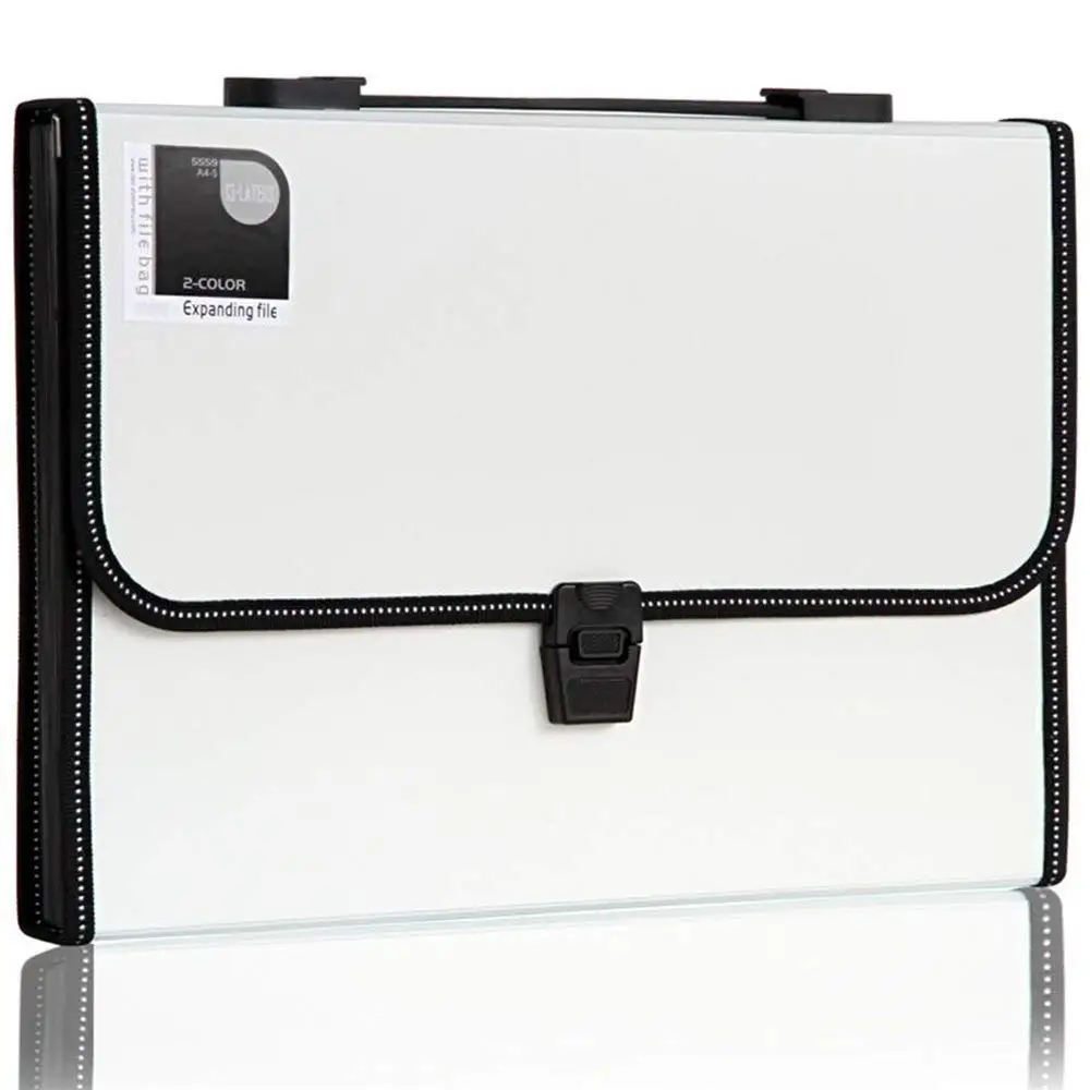 

MYLIFEUNIT 13-Pocket Poly Expanding File with Handle, Accordion File Folder, Letter Size (White)