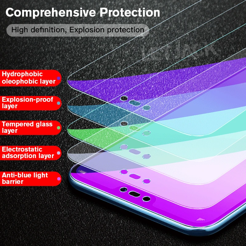 Закаленное стекло с защитой от синего излучения для Xiaomi 8 SE, 6X, противоударный протектор экрана для Redmi 6, 6A, 5, S2, Note 5, защитная пленка