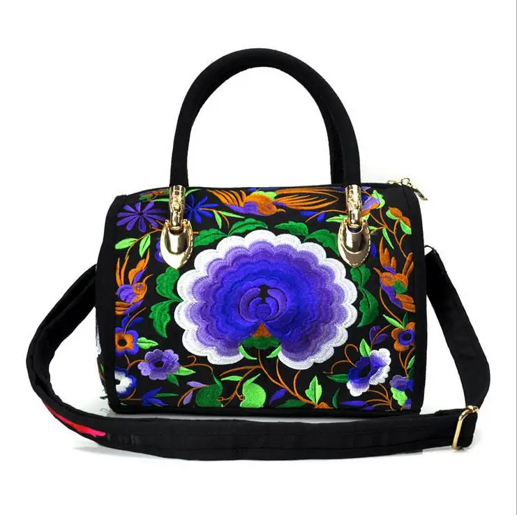 Винтажная женская сумка, холщовая женская сумка с цветочной вышивкой, женская сумка с вышитой мандалой, сумка через плечо для женщин и девушек - Цвет: 2