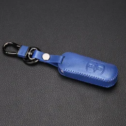 Горячая Распродажа коленный кожаная сумка для ключей, авто брелок чехол для Mazda 2, 3, 5, 6, 8, MX5 Mazda CX-3 CX-5 CX-7 CX-9 axela 3, 2 кнопки - Название цвета: blue