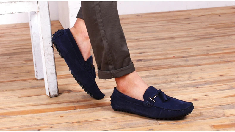 Mens Casual Shoe Loafers Genuine Leather Shoes Men Big Size 46 Driving Boat Shoe Slip-on Men Loafers Suede Shoes Dress 2019 New (2)
