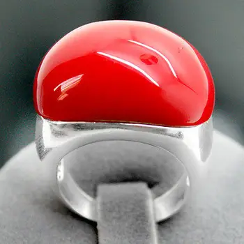 

Wholesale Good Elegant 15X21mm Red Coral 925 Sterling Marcasite Ring Size 7-10 $ Luxury Girls Wedding-jewelry