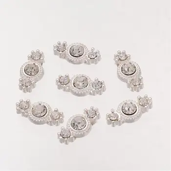 

Metal Alloy Links, with Rhinestones, Silver Color, 17x9x6mm, Hole: 1.5mm
