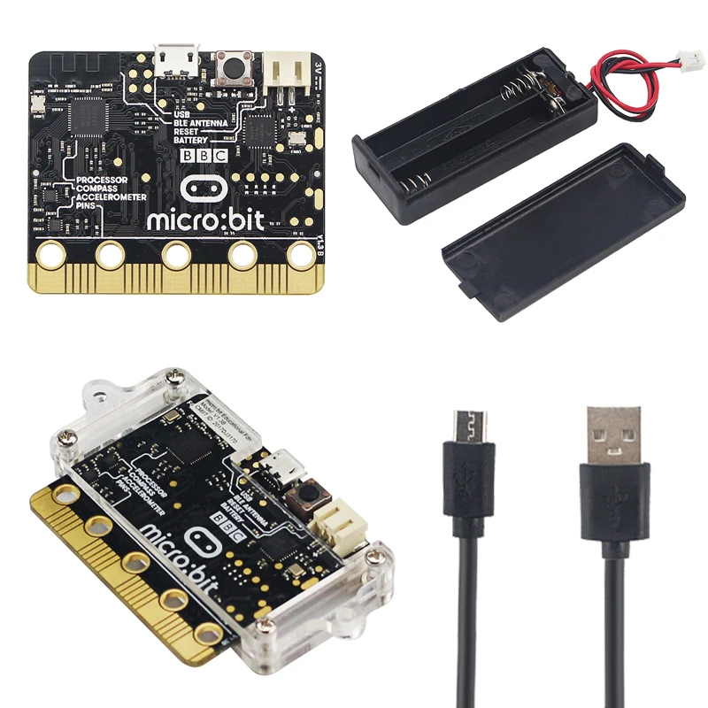 Najtaniej BBC Micro bit Starter Kit Micro bit Board + akrylowa skrzynka + przełącznik pojemnik na pudełko baterii + dane usb kabel zasilający + płyta chlebowa + przewody